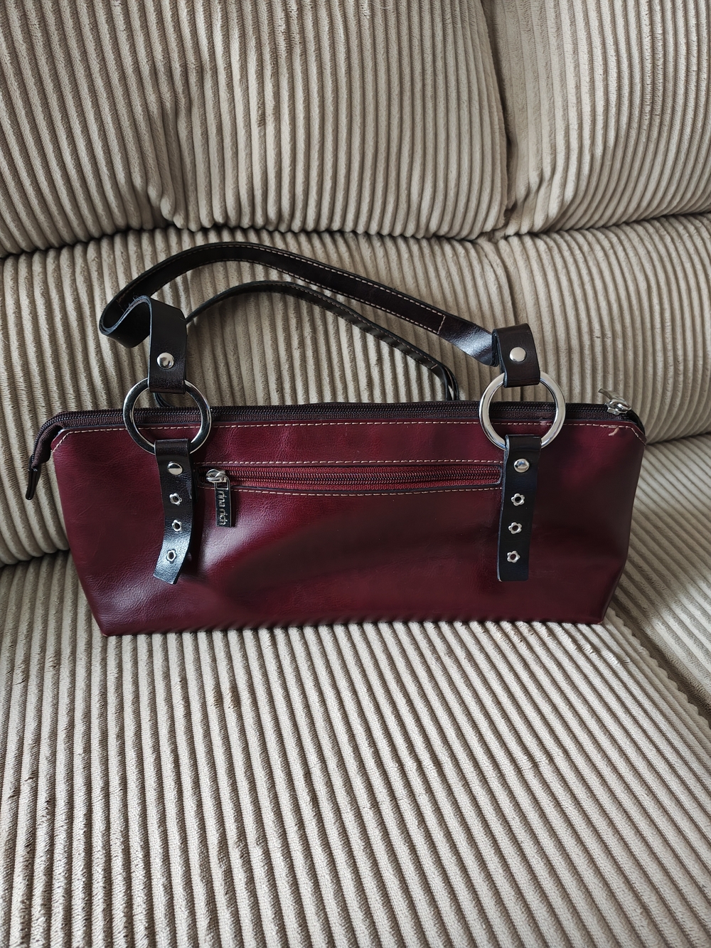 Vintage Rina Rich Burgundy Y2K Leather Shoulder Bag / Baguette Purse